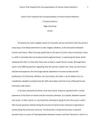 Factors That Impacted the Conceptualization of Human-Nature Relations
