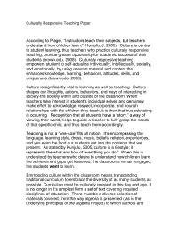 Culturally Responsive Teaching