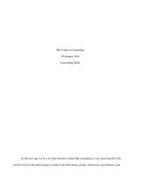 The Value in Counseling
