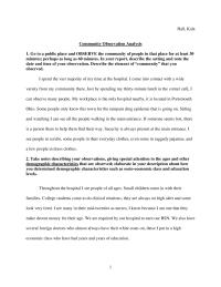 Community Observation Analysis