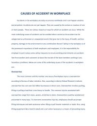 Causes of accidents in worlplace