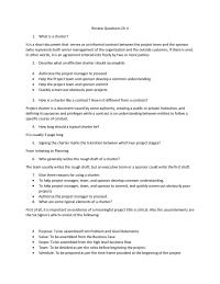 Questions Review Ch4 Project Management