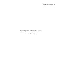 Leadership’s Role In Appreciative Inquiry