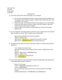 Astronomy HW