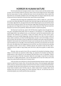 Response HORROR IN HUMAN NATUREThe