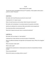 Cj 125 Final Exam Study Guide