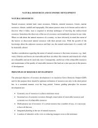 NATURAL RESOURCES AND ECONOMIC DEVELOPMENT