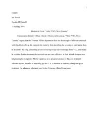 After Ptsd, More Trauma Rhetorical Precis