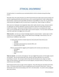 Marketing ETHICAL DILEMMASAs