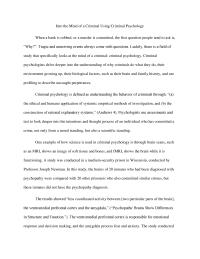 Into the Mind of a Criminal Using Criminal Psychology