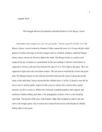 The Struggle between Socialization and Individualism in The Hunger Gam
