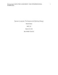 Signature Assignment: The Entrepreneurial Marketing Manager