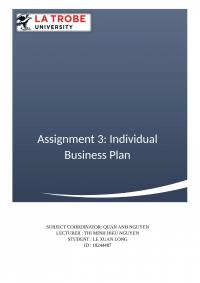 Business Plan LA TROBE UNIVERSITY