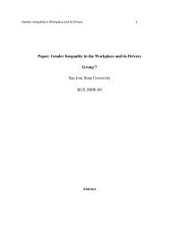 Paper: Gender Inequality in the Workplace and its Drivers