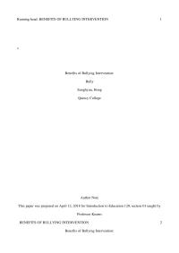 Benefits of Bullying Intervention