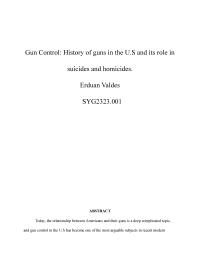 Criminology Gun Control History of