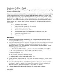 Accounting Chapter 5 Homework January For Canyon Canoe Company solution requirements&nbsp;