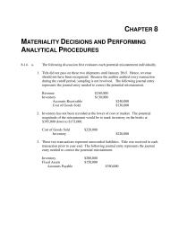 Materiality Decisions And Performing Analytical Procedures