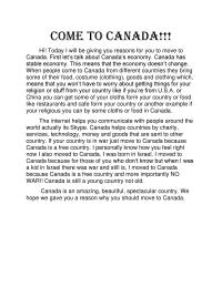 Come To Canada
