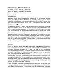 ORGANIZATIONAL DESIGN CHALLENGES ESSAY