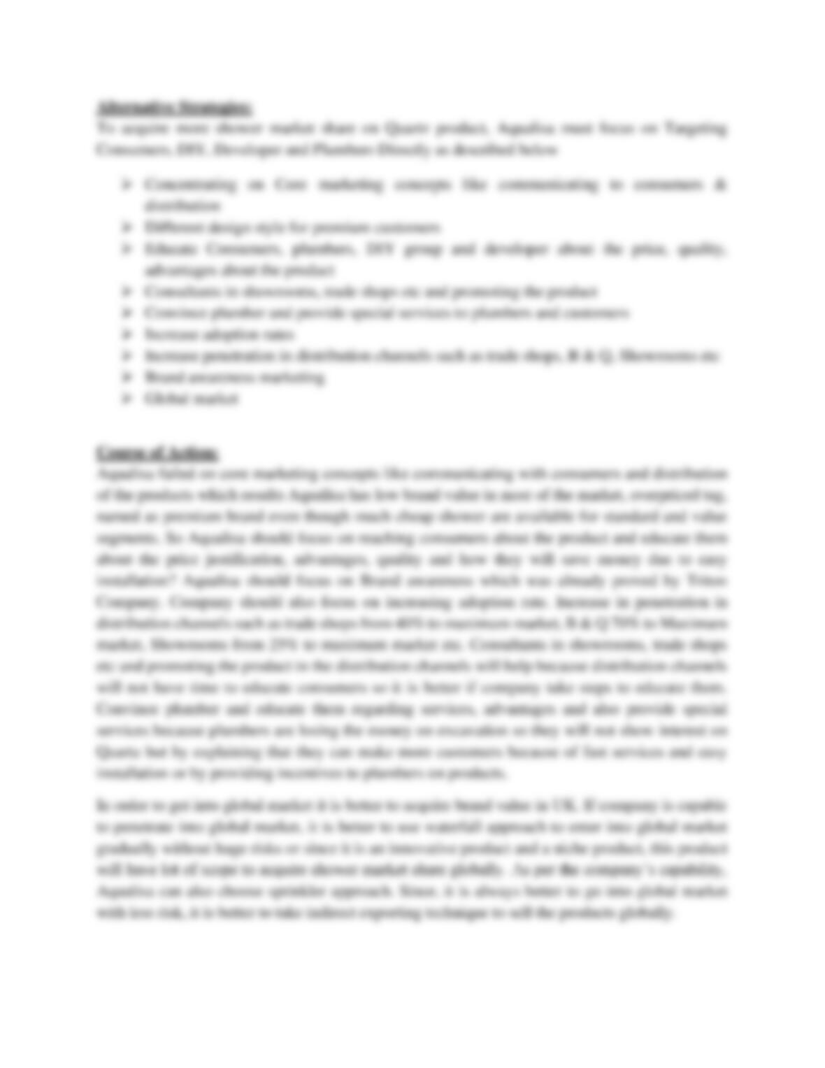 Aqualisa Case Analysis Online Studying Solution