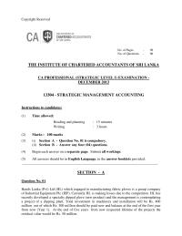 CA PROFESSIONAL (STRATEGIC LEVEL I) EXAMINATION –  DECEMBER 2013