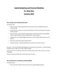 Capital Budgeting and Financial Modeling