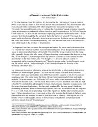 Affirmative Action at Public Universities