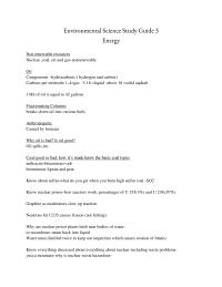 Environmental Science Study Guide 3 Energy