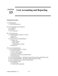 Accounting Chapter 13 Homework Use several examples of different cost objects to illustrate that
