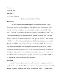 Article Brief Assignment – Popeyes Sandwich Rush