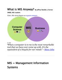MIS What is MIS Anyway By Jeffrey