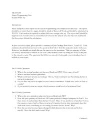 MGMT 250 Linear Programming Case Student Write Up