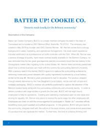 Business Plan BATTER UP COOKIE