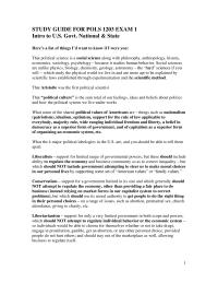 STUDY GUIDE FOR POLS 1203 EXAM 1