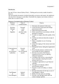 Assignment – Purposes of communication in Business – Zolotoy Pesok