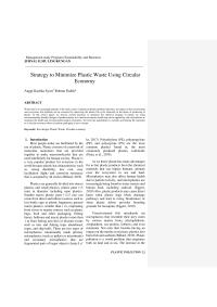 Plastic Pollution – Strategy to Minimize Plastic Waste Using Circular Economy