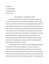 Anthropology Video Assignment
