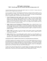 Supplier Analysis Guidelines