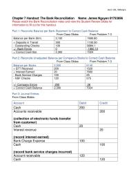 Chapter 7 Handout: The Bank Reconciliation