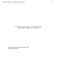 Inventory Management Strategy – Gilbert Paper Company