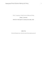 Ethical Decision Making and Hiring