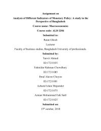 AnalysisofDifferentIndicatorsofMonetaryPolicy:Astudyinthe PerspectiveofBangladesh