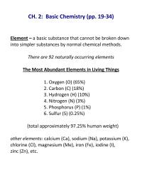Chapter 2 BIO 141 Notes
