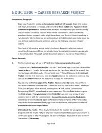 Career Project Instructions
