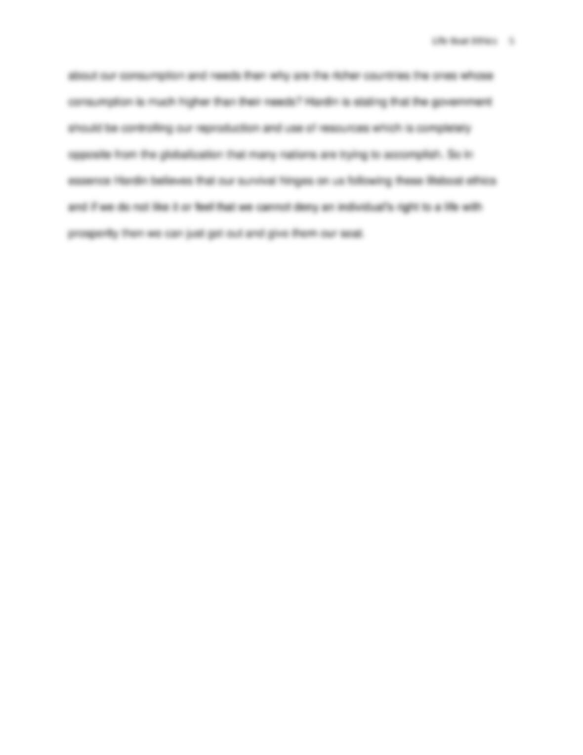 What is the main idea of lifeboat ethics? lifeboat ethics essay