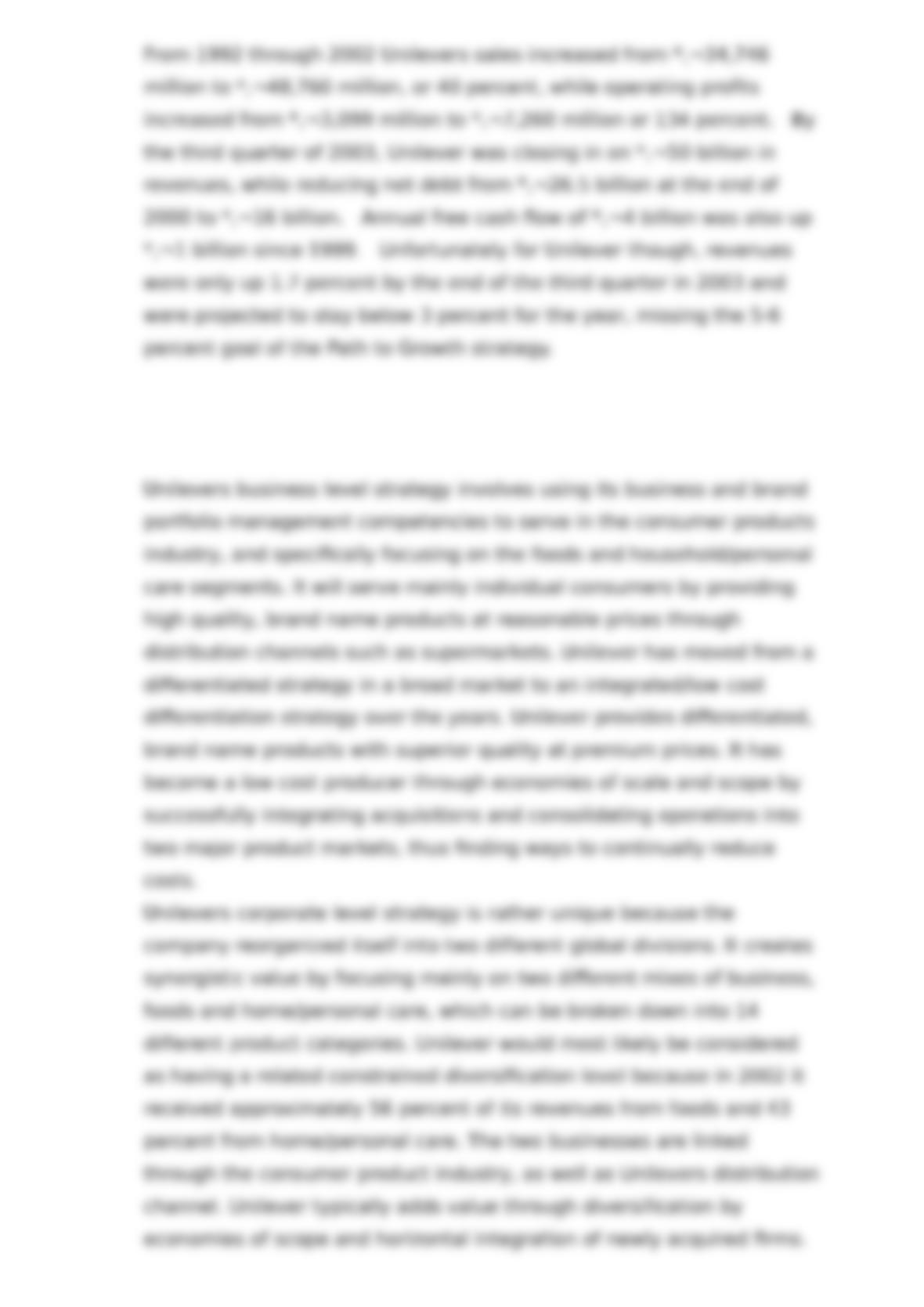 Unilever strategy analysis picture