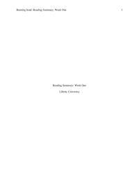 Week One Reading Summary