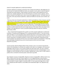 Impact of computer application in medical and healthcare