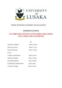 FACTORS INFLUENCING SAVING BEHAVIOR AMONG FULL-TIME STUDENTS